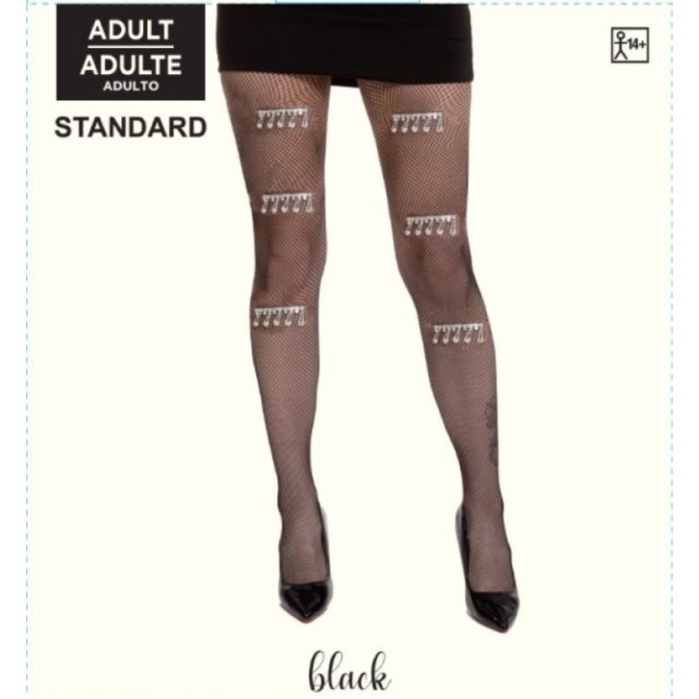 Women Black Rhinestone Sexy Sheer Fishnet Pantyhose Gothic Mesh Tights One Size